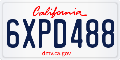 CA license plate 6XPD488