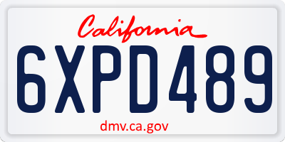 CA license plate 6XPD489