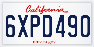 CA license plate 6XPD490