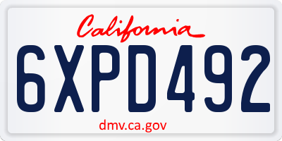 CA license plate 6XPD492