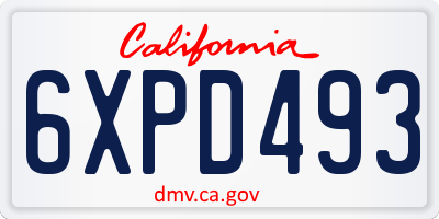 CA license plate 6XPD493