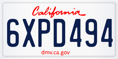 CA license plate 6XPD494
