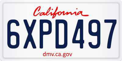CA license plate 6XPD497
