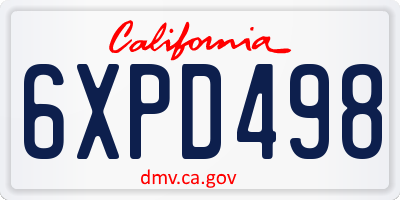 CA license plate 6XPD498