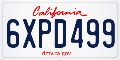 CA license plate 6XPD499