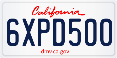 CA license plate 6XPD500