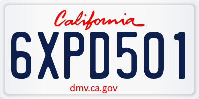 CA license plate 6XPD501
