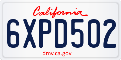 CA license plate 6XPD502