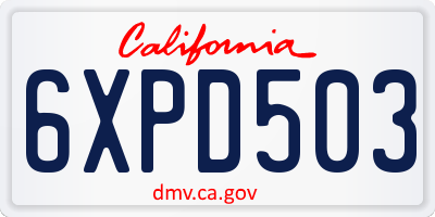 CA license plate 6XPD503