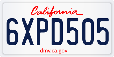 CA license plate 6XPD505