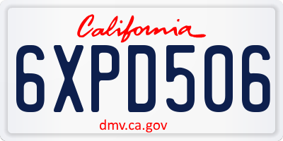CA license plate 6XPD506