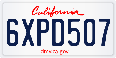 CA license plate 6XPD507