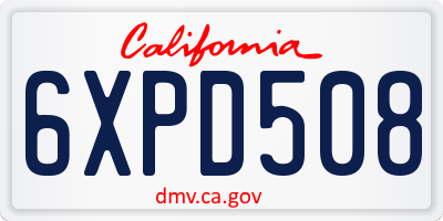 CA license plate 6XPD508