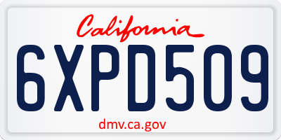 CA license plate 6XPD509