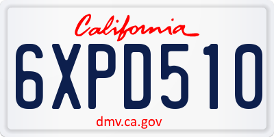 CA license plate 6XPD510
