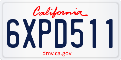 CA license plate 6XPD511