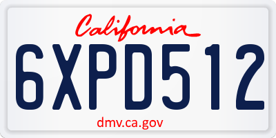 CA license plate 6XPD512
