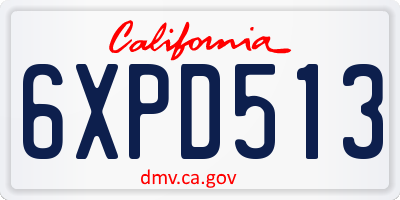 CA license plate 6XPD513