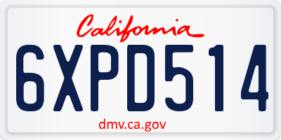 CA license plate 6XPD514