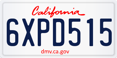 CA license plate 6XPD515