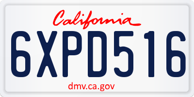 CA license plate 6XPD516