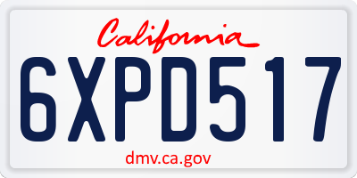 CA license plate 6XPD517