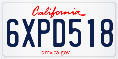 CA license plate 6XPD518