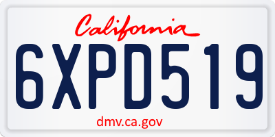 CA license plate 6XPD519