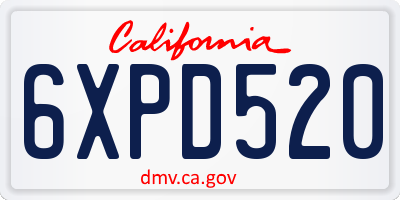 CA license plate 6XPD520