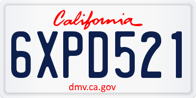 CA license plate 6XPD521