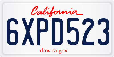 CA license plate 6XPD523