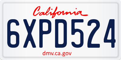 CA license plate 6XPD524
