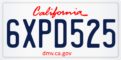 CA license plate 6XPD525