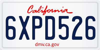 CA license plate 6XPD526