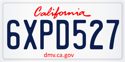 CA license plate 6XPD527