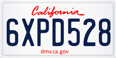 CA license plate 6XPD528