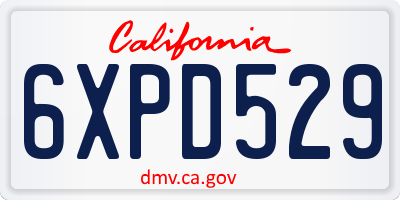 CA license plate 6XPD529