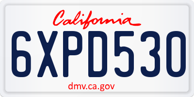 CA license plate 6XPD530