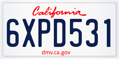 CA license plate 6XPD531