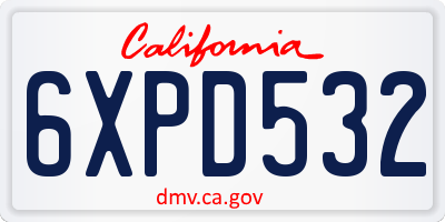 CA license plate 6XPD532