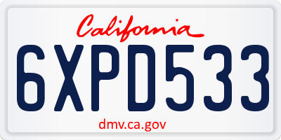 CA license plate 6XPD533