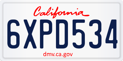 CA license plate 6XPD534
