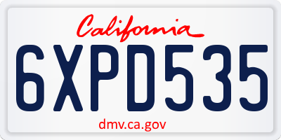 CA license plate 6XPD535