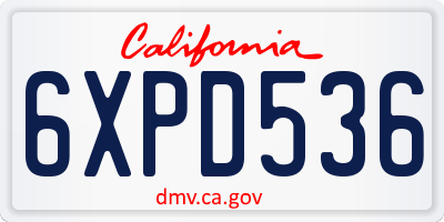 CA license plate 6XPD536
