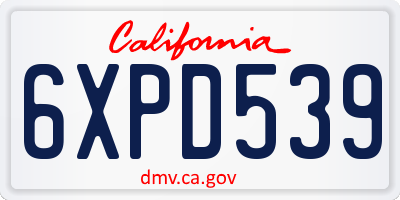 CA license plate 6XPD539