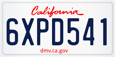 CA license plate 6XPD541
