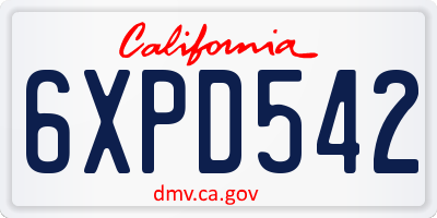 CA license plate 6XPD542