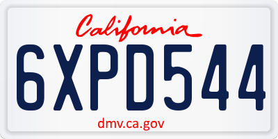 CA license plate 6XPD544