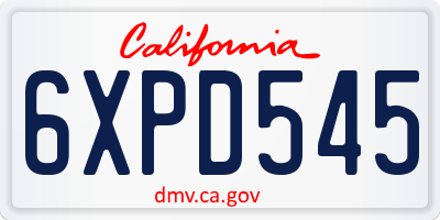 CA license plate 6XPD545