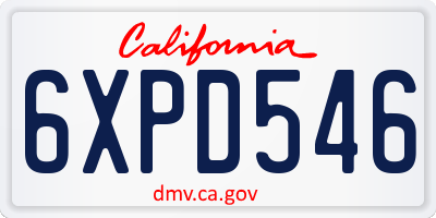 CA license plate 6XPD546